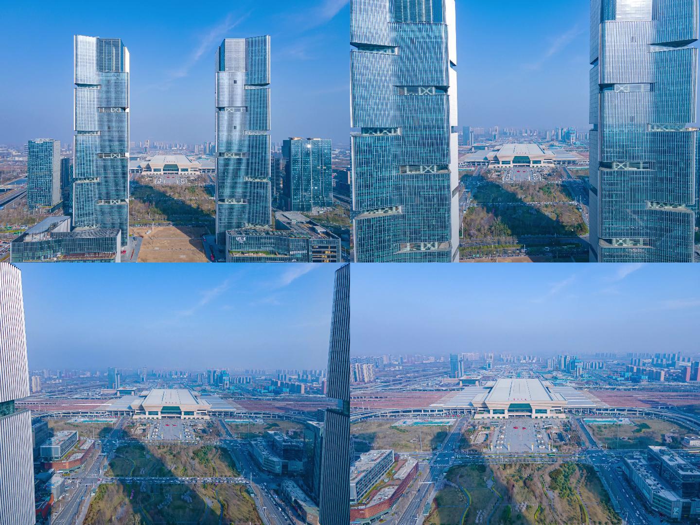 穿越郑州东站双子塔无人机航拍延时摄影