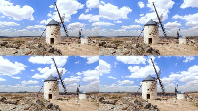 风车的延时视频荷兰欧洲磨房风能