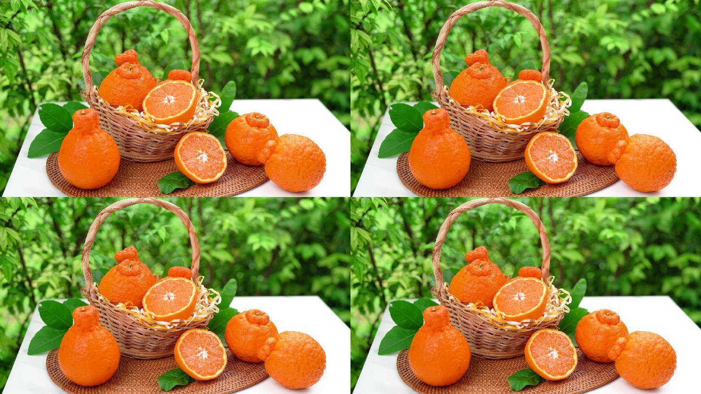 成熟的橘子水果慢动作入水创意特写主图视频