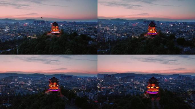 中江夜景 魁山阁