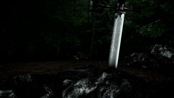 一把传说中的剑插在石头里