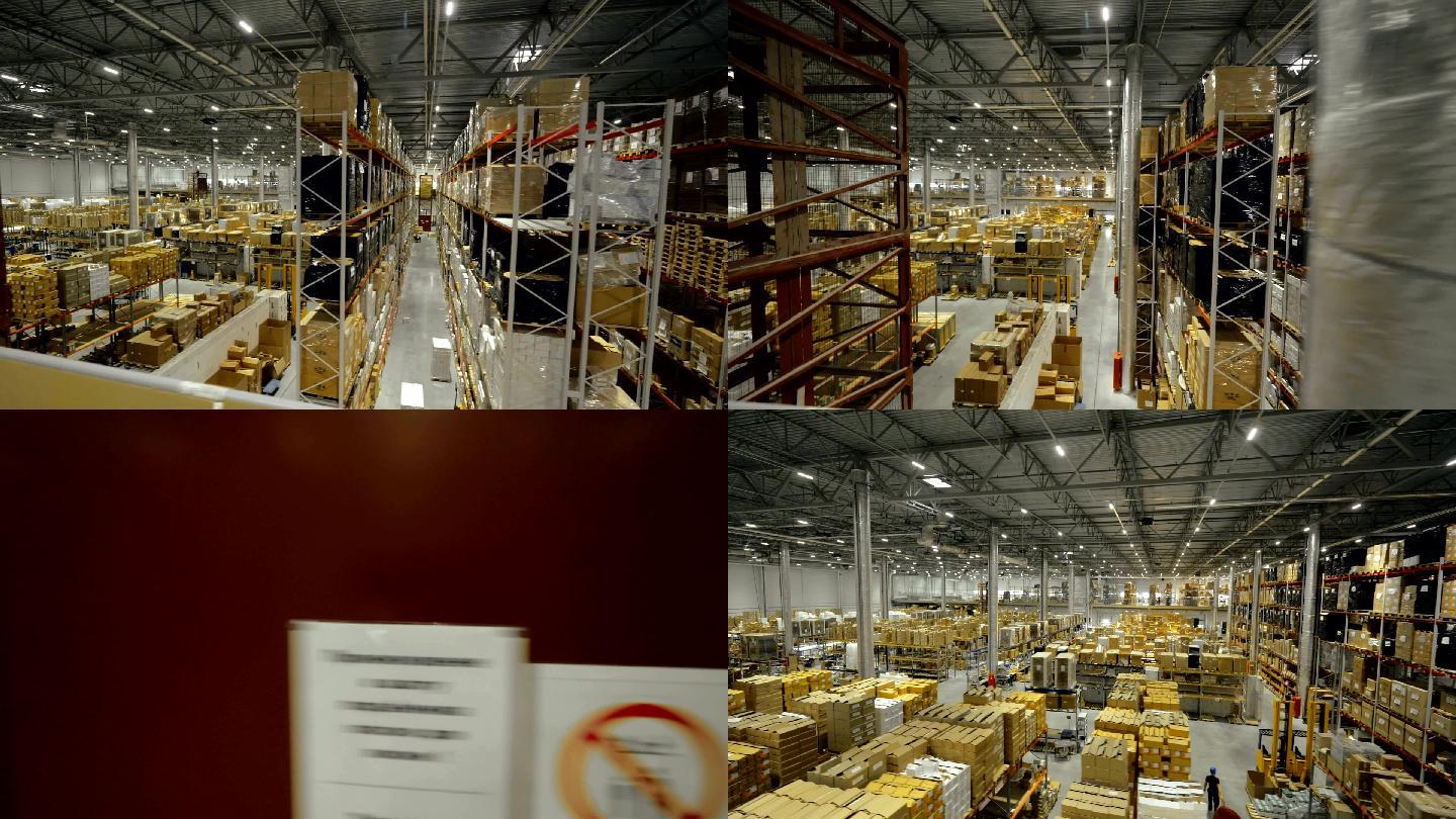 存储产品和货物的工业仓库无人机视图