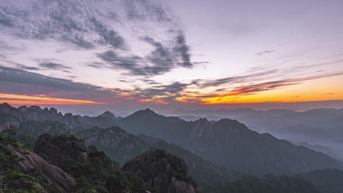 4K可商用黄山日出黎明太阳升起素材