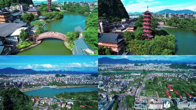 桂林木龙湖和王城景区航拍