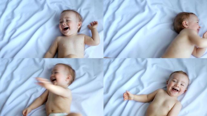 可爱的婴儿在笑婴儿笑快乐天真活泼可爱