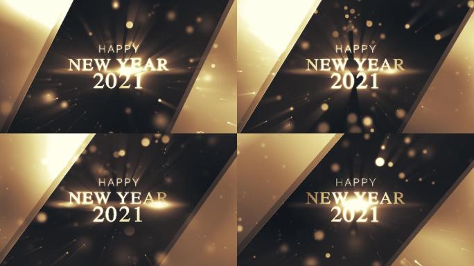 金色粒子为背景的“新年快乐”