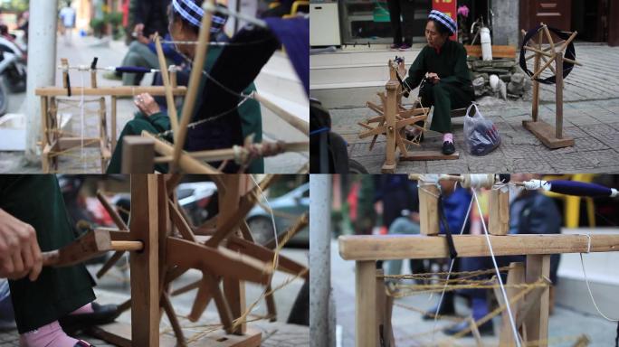 手摇传统木纺车