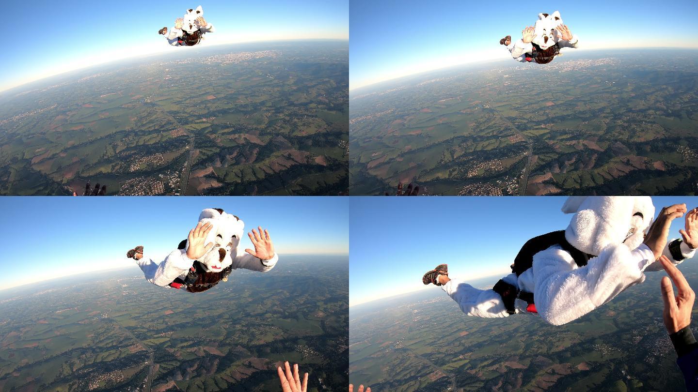 跳伞空中视角自由落体重力体验挑战兴奋