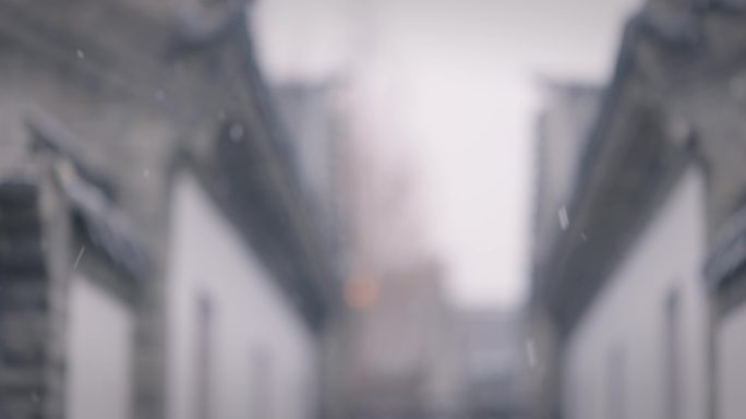 【8K正版素材】雪天古建筑空镜虚化中景