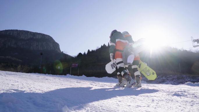 冬奥 滑雪素材 滑雪装备 逆光 雪场