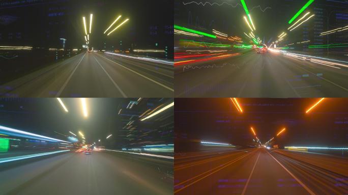 延时拍摄夜间城市交通景观