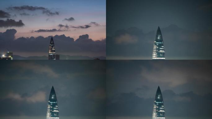 广东深圳南山华润大厦彗星延时摄影素材