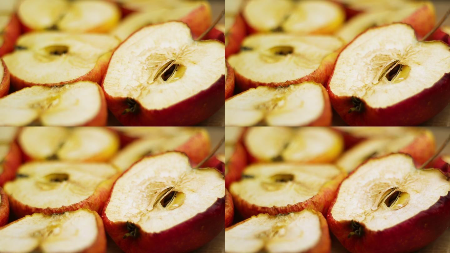 红苹果干燥过程苹果枯萎苹果脱水水果烘干