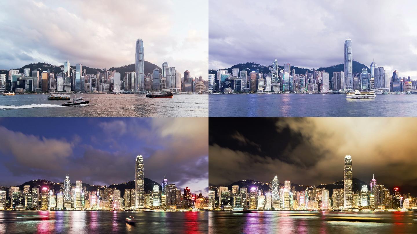 延时拍摄香港城市景观