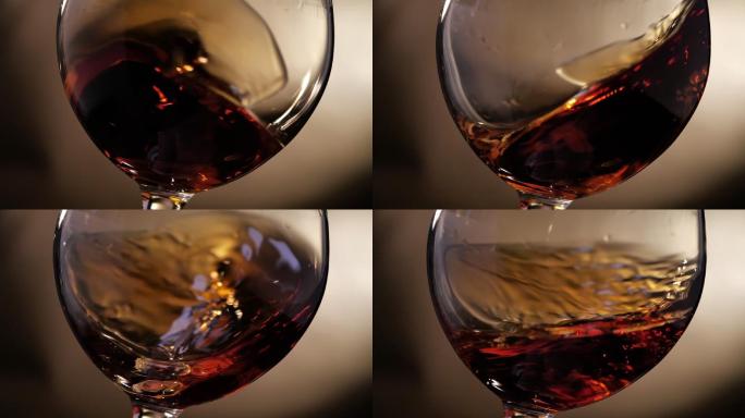 玻璃杯中的红酒挂杯好酒红葡萄酒