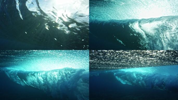 海浪的水下视图波纹翻滚水底世界波纹海底