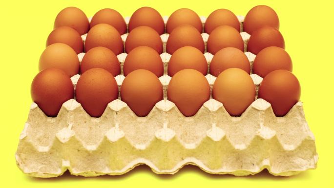 鸡蛋在纸板箱中出现和消失