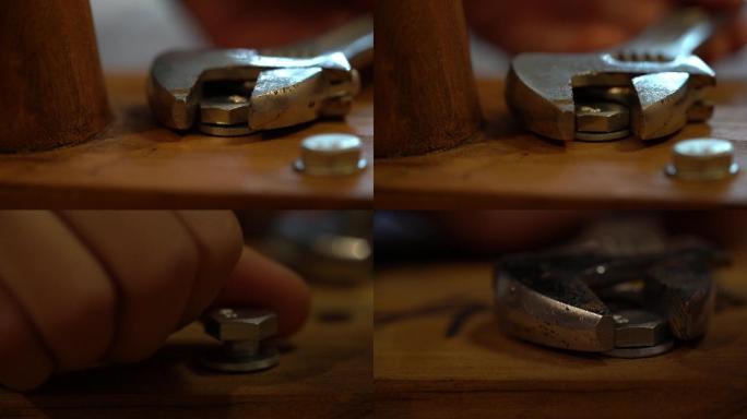 设备安装技术人员组装机械工厂车间 拧螺丝