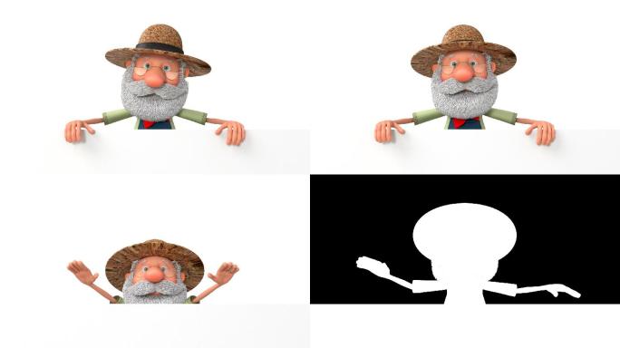 3D插画有趣的农民