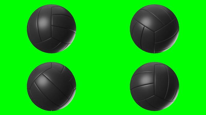 黑色排球在绿色背景上。