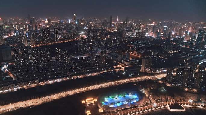 沈阳高空夜景航拍4K