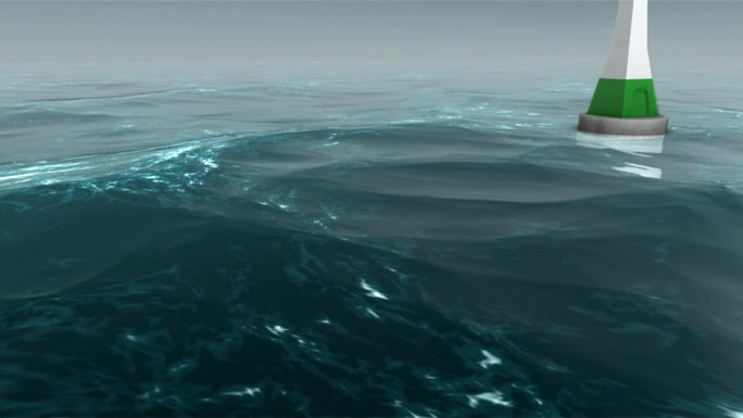 潮汐能三维动画海浪汹涌特效海洋
