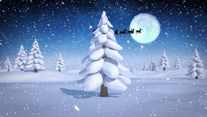 圣诞老人在雪橇上的动画