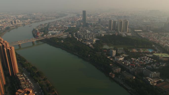 4K航拍中山城市风景城市变迁