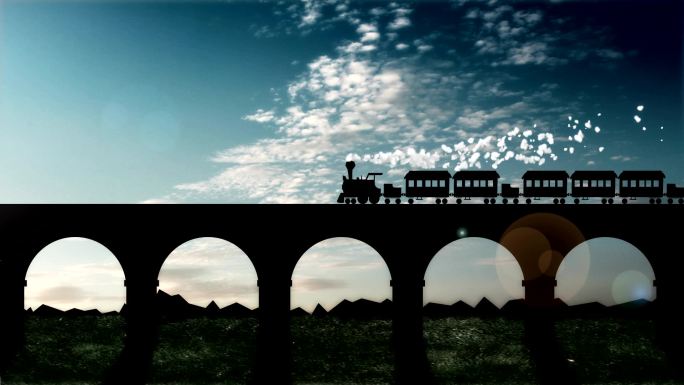 蒸汽火车在铁路桥上行驶