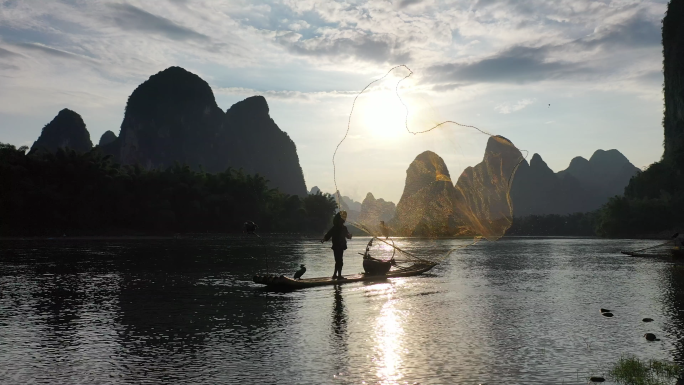 桂林山水渔夫