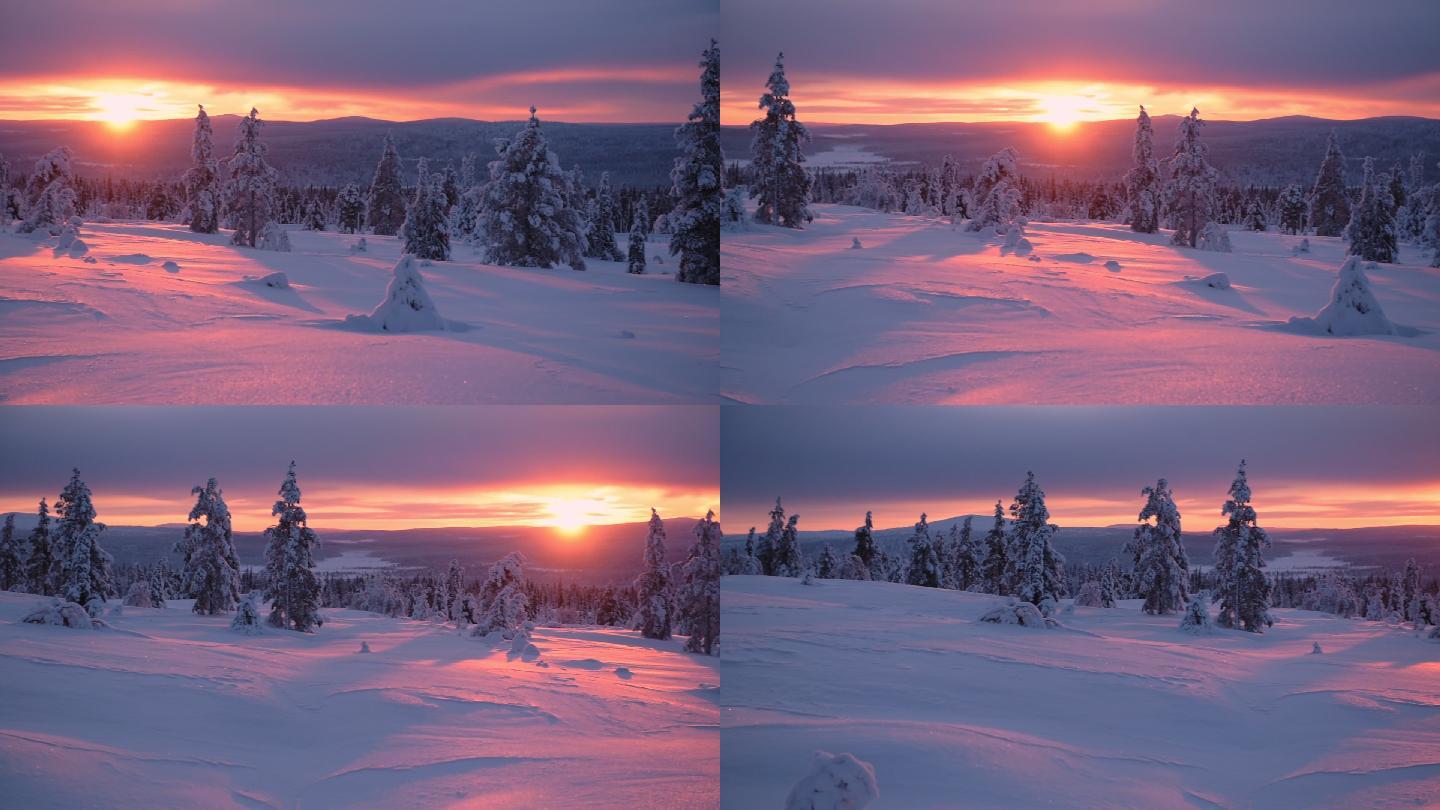 夕阳下，雪域荒野景色尽收眼底