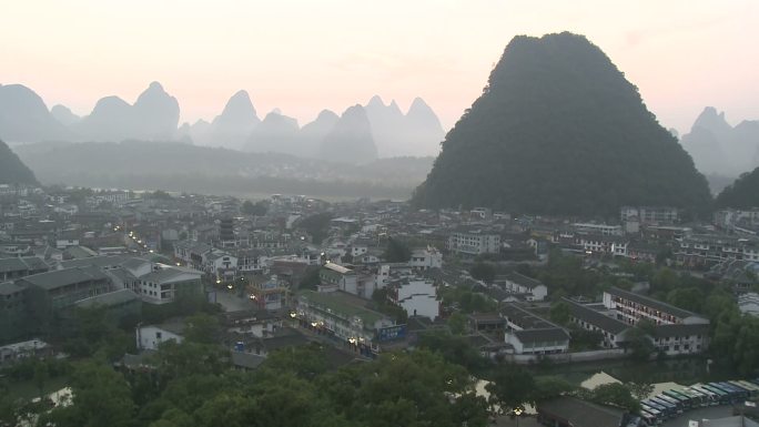 H-阳朔村背景山全景拍摄