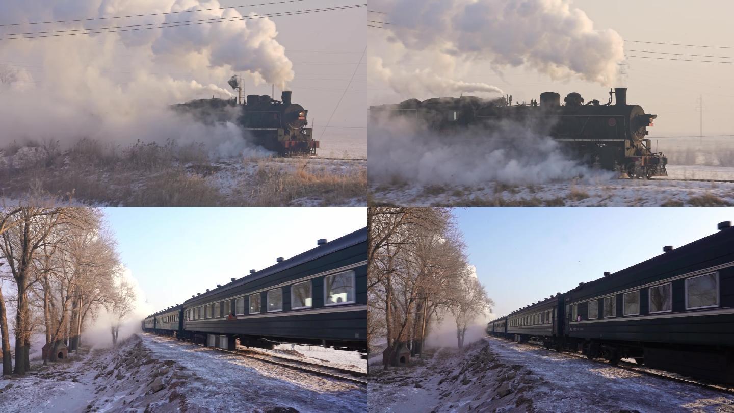 行驶中蒸汽火车的汽笛声