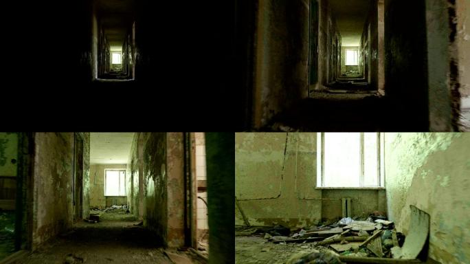 废弃房屋的走廊荒废建筑切尔诺贝利战后叙利