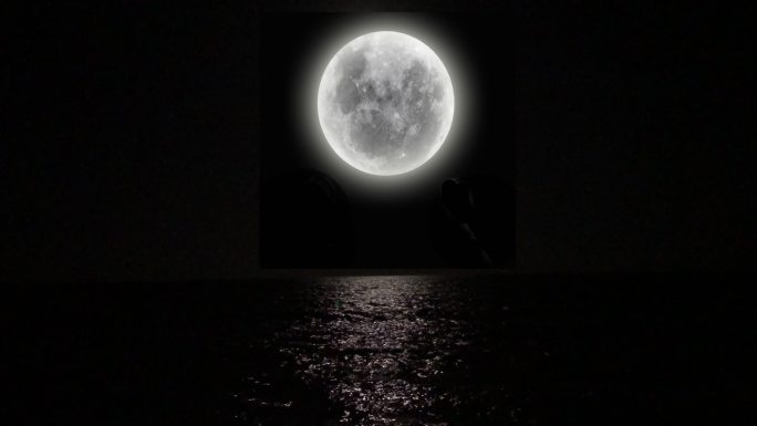 满月夜晚天文学金色月面