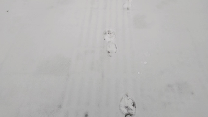 一串脚印 雪地 下雪 雪天 出行