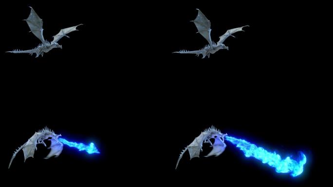 真实的冰龙在飞翔恐龙飞龙西方龙三维动画
