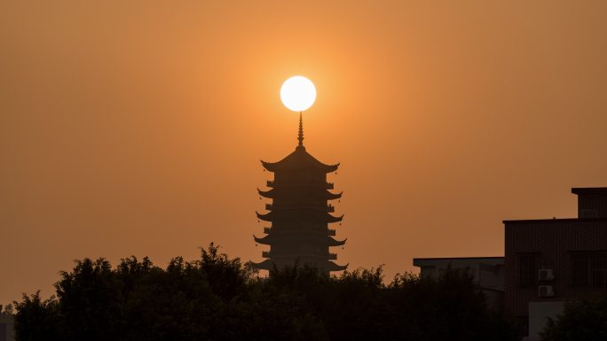 【4K可商用】佛山魁星阁日落延时