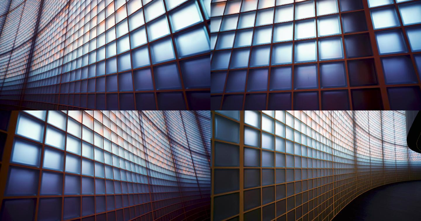 4K现代建筑 室内 玻璃走廊