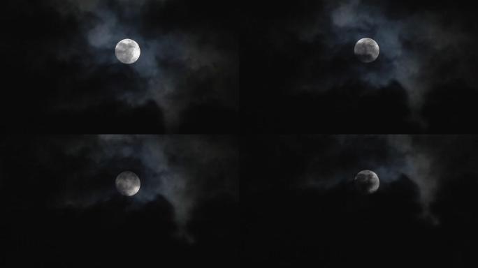 美丽的满月闪耀在黑暗的天空