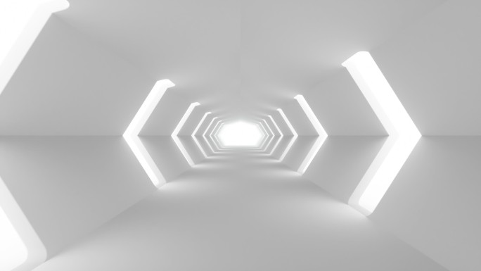 未来派的白色科幻隧道