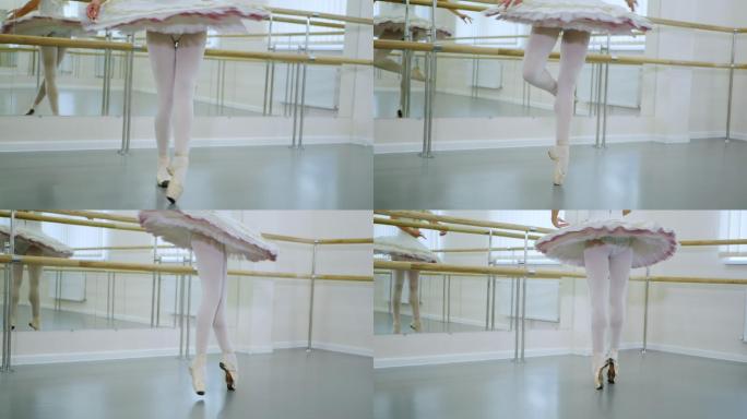 一位芭蕾舞演员在演出前的排练