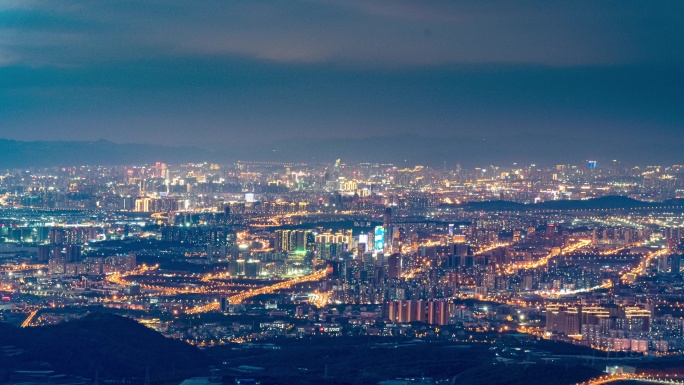 梁王山顶昆明市主城区城市夜景延时摄影