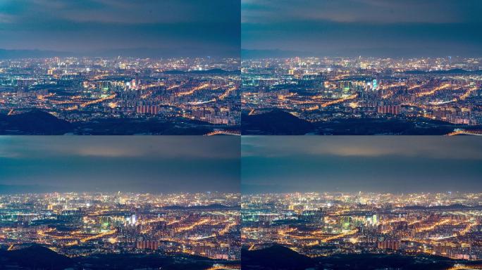 梁王山顶昆明市主城区城市夜景延时摄影