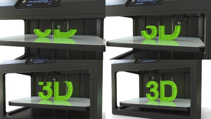 使用3D打印机特效绿色高科技