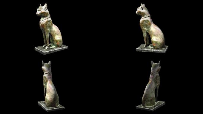 雕像猫雕塑动画特效抠像透明通道