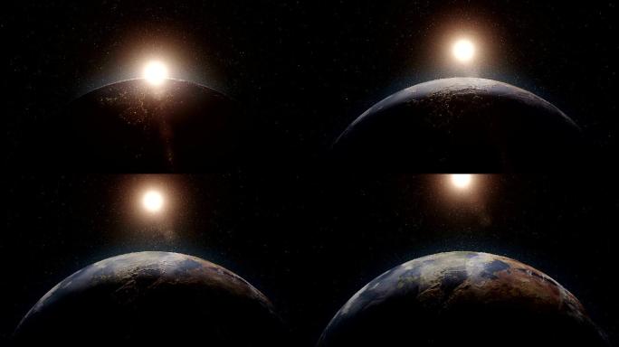 地球日出三维模型3d动画自转公转