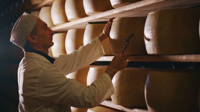一位奶酪制造商国外外国乳制品查看检查