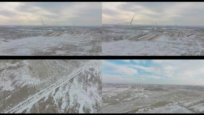 张家口坝上草原雪景航拍