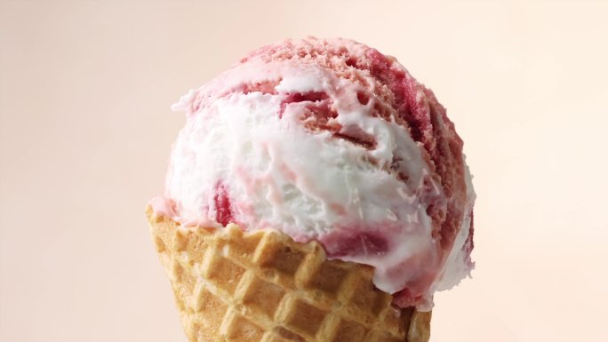 草莓冰淇淋的特写镜头